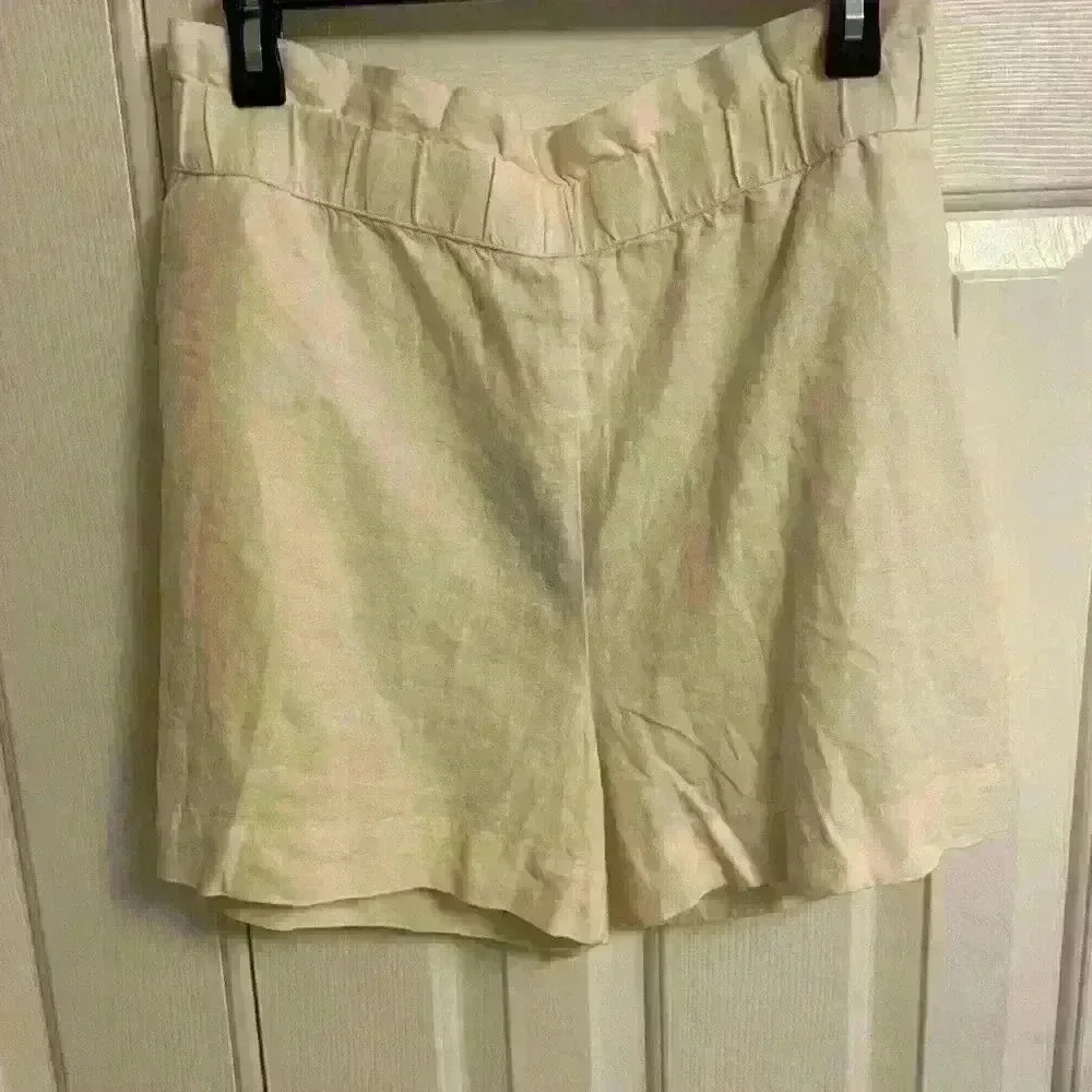 Vero Moda Linen Viscose Blend Shorts Ivory/White Classic Casual Comfy Women's XL